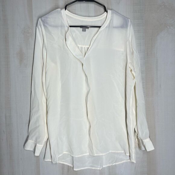 J. Jill beige off white silk‎ long sleeve blouse top, size small - Picture 1 of 16